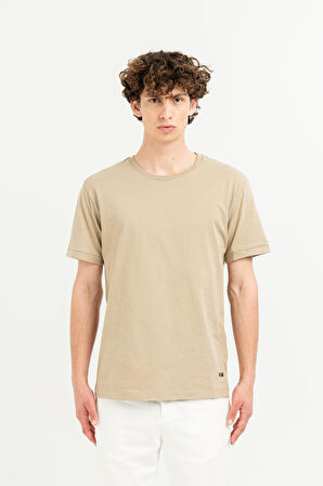 Bisiklet Yaka Kol Ucu Duble %100 Pamuk Slim Fit Erkek T-shirt