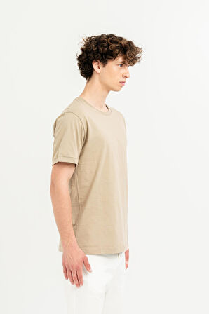 Bisiklet Yaka Kol Ucu Duble %100 Pamuk Slim Fit Erkek T-shirt
