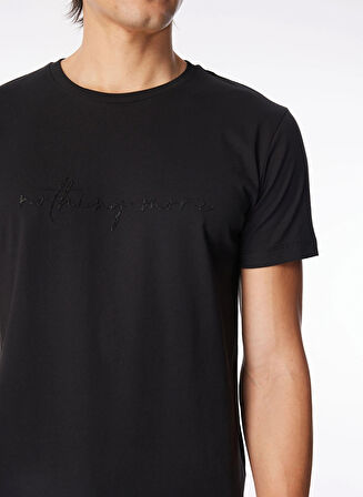 Bisiklet Yaka Önü Taşlı Yazılı %100 Pamuk Slim Fit Erkek T-shirt