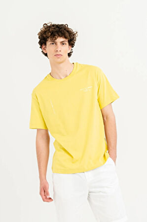 Bisiklet Yaka Baskılı %100 Pamuk Oversize Erkek T-shirt