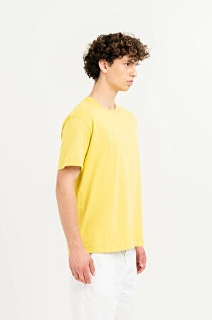 Bisiklet Yaka Baskılı %100 Pamuk Oversize Erkek T-shirt