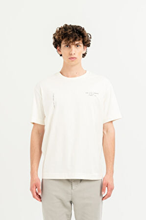 Bisiklet Yaka Baskılı %100 Pamuk Oversize Erkek T-shirt