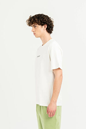 Bisiklet Yaka Sırtı Baskılı %100 Pamuk Oversize Erkek T-shirt