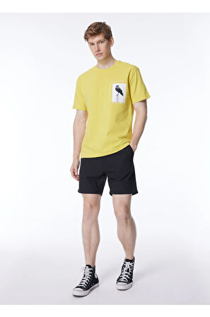 Bisiklet Yaka Göğsü Baskılı %100 Pamuk Oversize Erkek T-shirt