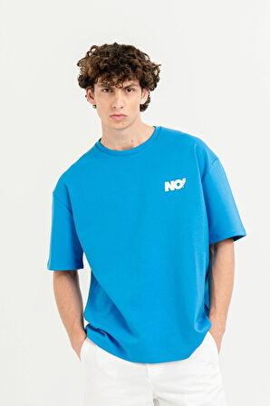 Bisiklet Yaka Göğsü Baskılı Overize Basic Erkek T-shirt