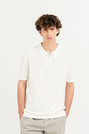 Polo Yaka Fermuarlı Kısa Kollu Slim Fit Erkek T-shirt
