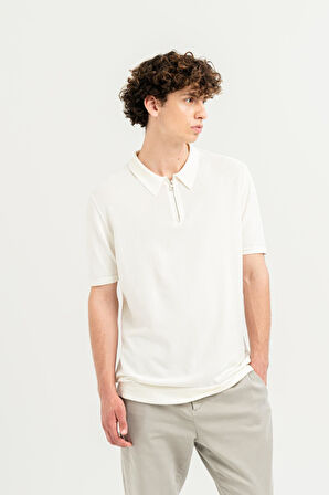 Polo Yaka Fermuarlı Kısa Kollu Slim Fit Erkek T-shirt