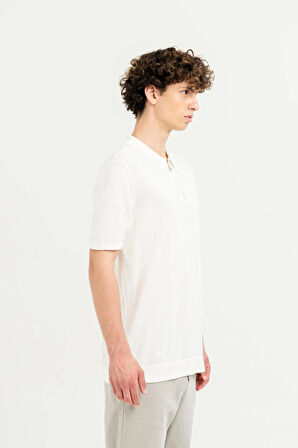 Polo Yaka Fermuarlı Kısa Kollu Slim Fit Erkek T-shirt