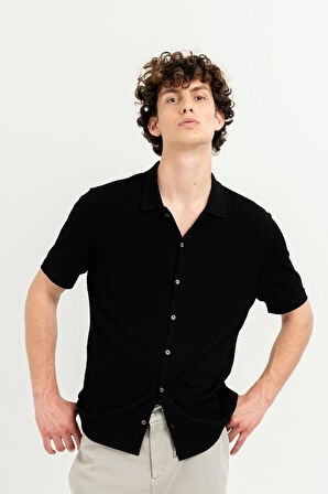 Kısa Kollu Slim Fit Triko Erkek Gömlek