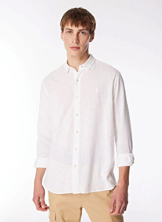 Yakası Alttan Britli Regular Fit Basic Erkek Gömlek