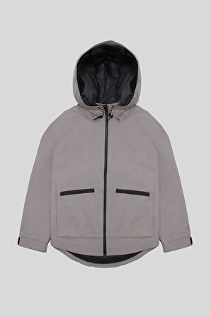 Kapüşon Yaka Oversize Fermuarlı Kadın Mont