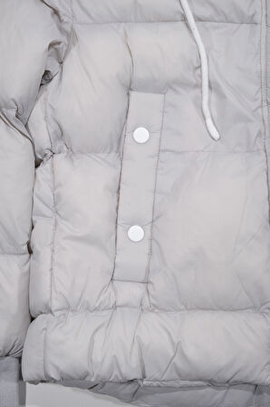 Kapüşon Yaka Kol Ucu Triko Kadın Mont