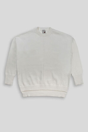 Bisiklet Yaka Yırtmaçlı Kadın Kazak