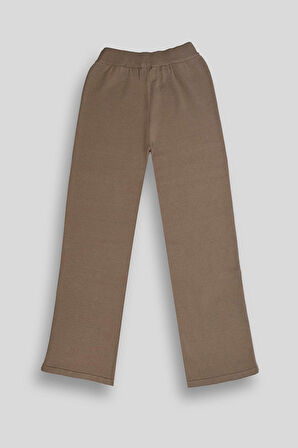 Beli Lastikli Wide Leg Örme Triko Kadın Pantolon