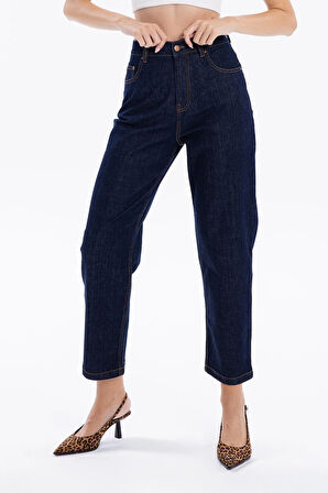 5 Cep Yüksek Bel Mom Fit Kadın Denim Jean Pantolon