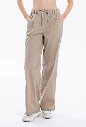 Gofre Desenli Bağcıklı Regular Kadın Dokuma Pantolon