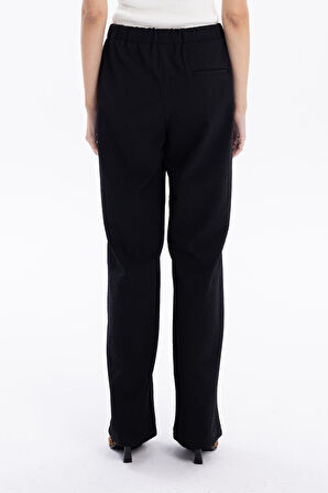 Gofre Desenli Bağcıklı Regular Kadın Dokuma Pantolon