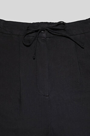 Bağcıklı Cep Detaylı Oversize Kadın Dokuma Pantolon