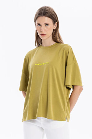 Bisiklet Yaka Oversize Sırtı Açık Kadın T-shirt