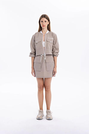 Slim Fit Beli Lastikli Basic Kadın Mini Etek