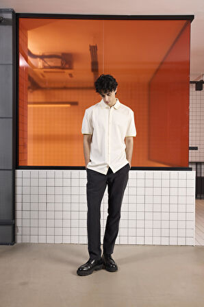 Triko Yakalı Merserize Erkek Gömlek