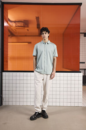 Triko Yakalı Merserize Erkek Gömlek