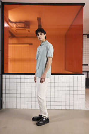 Triko Yakalı Merserize Erkek Gömlek