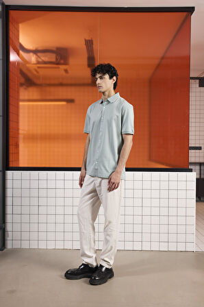 Triko Yakalı Merserize Erkek Gömlek