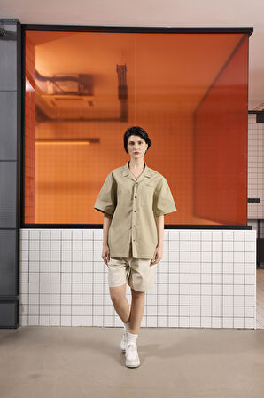 Apaj Yaka Oversize Baskılı Erkek Gömlek