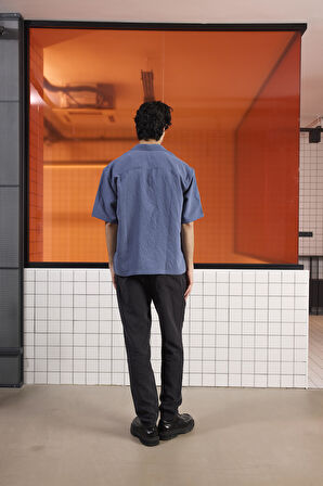 Apaj Yaka Çizgili Oversize Modal Gömlek