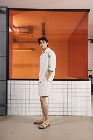 Cep Detaylı Çıtçıt Kapamalı Erkek Dış Gömlek