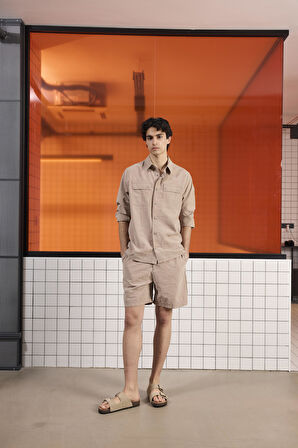 Cep Detaylı Çıtçıt Kapamalı Erkek Dış Gömlek