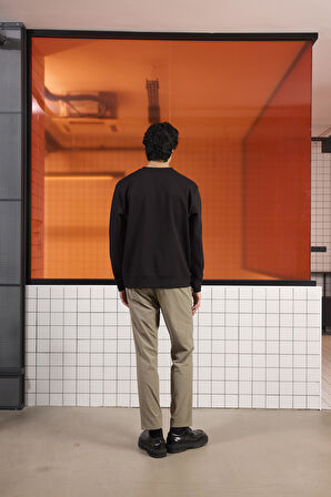 Bisiklet Yaka Baskılı Regular Fit Erkek Sweatshirt