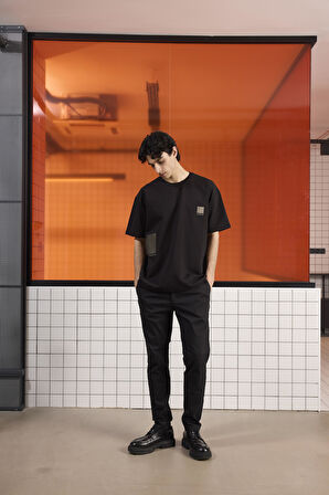 Bisiklet Yaka Rubber Baskılı Erkek T-shirt