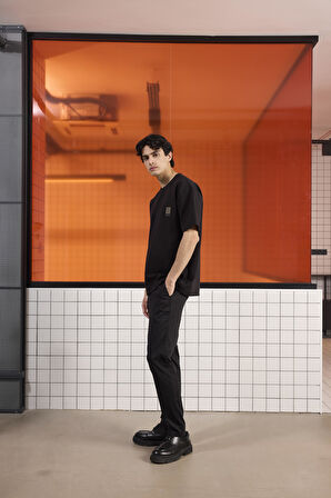 Bisiklet Yaka Rubber Baskılı Erkek T-shirt