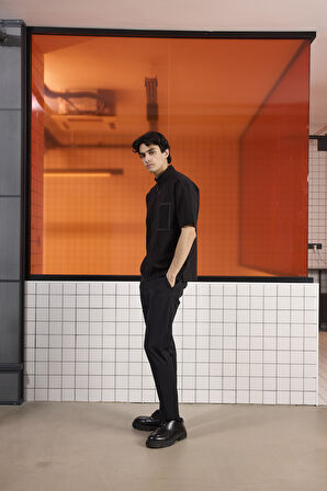 Fermuar Detaylı Bomber Yaka Flexi Baskılı Erkek T-shirt