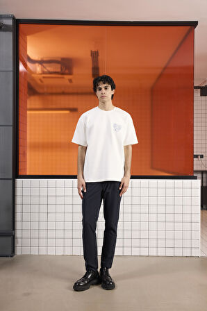 Bisiklet Yaka Göğüs ve Sırt Baskılı Erkek T-shirt