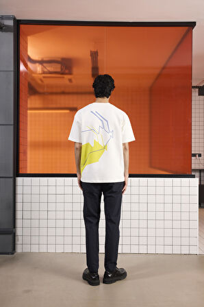 Bisiklet Yaka Göğüs ve Sırt Baskılı Erkek T-shirt