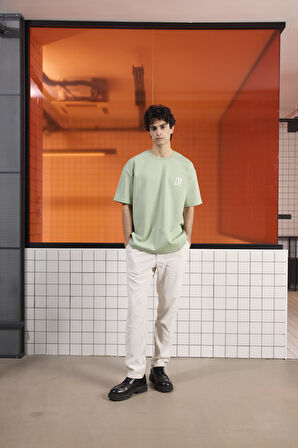 Bisiklet Yaka YEAH Baskılı Erkek T-shirt