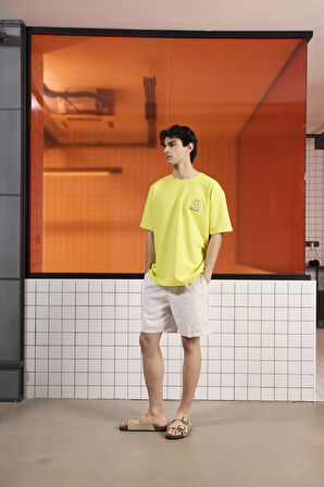 Bisiklet Yaka OH NO Baskılı Erkek T-shirt