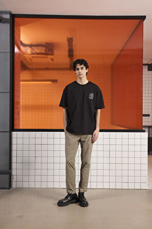 Bisiklet Yaka OH NO Baskılı Erkek T-shirt