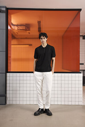 Polo Yaka Düğmeli Triko Erkek Kazak