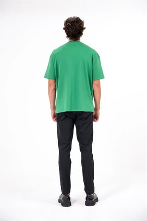 Bisiklet Yaka Göğsü Piksel Kalp Baskılı Erkek T-shirt