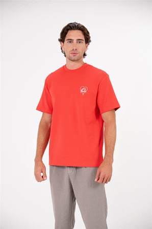 Gmg ve Kalp Baskılı Bisiklet Yaka Erkek T-shirt