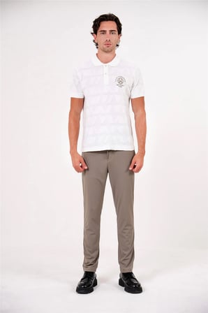 Polo Yaka Sol Göğsü Arma Detaylı Jakarlı Erkek T-shirt