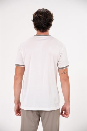Bisiklet Yaka Triko Detaylı Jakarl Erkek T-shirt