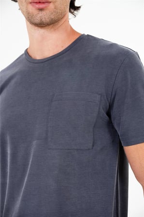 Bisiklet Yaka Cepli Basic Erkek T-shirt