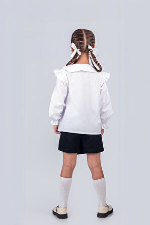 Kız Çocuk Okul Gömleği Brodeli 5-8 Yaş