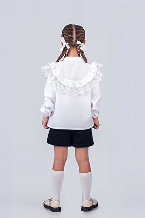 Kız Çocuk Okul Gömleği Fistolu 5-8 Yaş