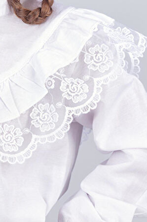 Kız Çocuk Okul Gömleği Fistolu 5-8 Yaş